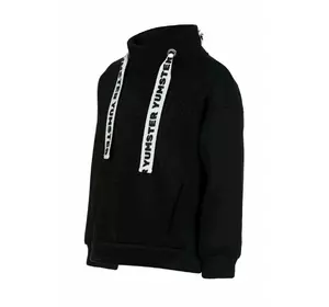 Світшот чорний з люверсами і тасьмою на флісі YC.02.09.003 Світшот чорний з люверсами і тасьмою на флісі YC.02.09.003