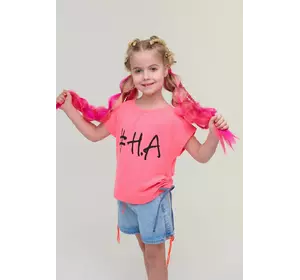 Комплект з джинсових шортів та малинової футболки #HA YК.22.42.015 Комплект з джинсових шортів та малинової футболки #HA YК.22.42.015