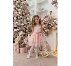 Сукня ошатна з трьома рюшами пудрова YI.21.30.012 Сукня ошатна з трьома рюшами пудрова YI.21.30.012