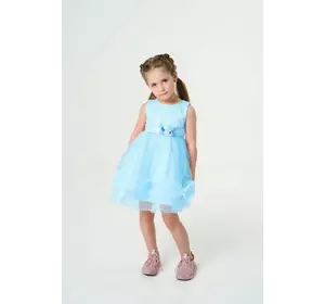 Ошатна сукня з трояндами на поясі та градієнтом блакитна YJ.21.30.015 Ошатна сукня з трояндами на поясі та градієнтом блакитна YJ.21.30.015