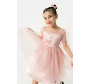 Ошатна сукня з пишною спідницею та паєточним бантом Пудра YI.21.30.009 Ошатна сукня з пишною спідницею та паєточним бантом Пудра YI.21.30.009