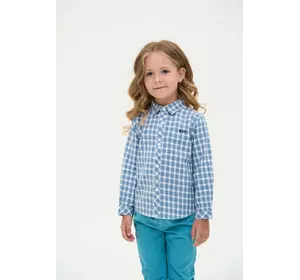 Сорочка для дівчинки, в клітку, бірюзова YU.12.54.001 Сорочка для дівчинки, в клітку, бірюзова YU.12.54.001