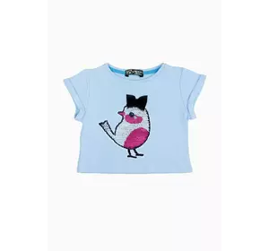 Футболка блакитна з Пташкою із двосторонніх паєток YH.21.03.004 Футболка блакитна з Пташкою із двосторонніх паєток YH.21.03.004