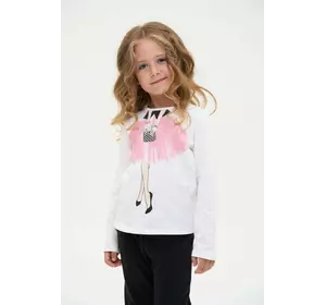 Лонгслів для дівчинки білий з принтом Елегантна леді YU.22.04.002 Лонгслів для дівчинки білий з принтом Елегантна леді YU.22.04.002