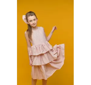 Сукня в тонку смужку + бант для волосся рожеве YT.22.30.001 Сукня в тонку смужку + бант для волосся рожеве YT.22.30.001