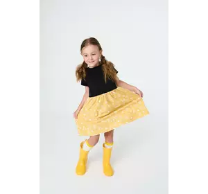 Сукня чорно-жовта з брендовим принтом Cucumboard YJ.22.09.005
