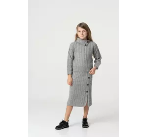 В'язаний костюм сірого кольору зі спідницею YN.22.25.026 В'язаний костюм сірого кольору зі спідницею YN.22.25.026