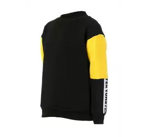 Світшот із брендованою тасьмою на рукаві чорний з жовтим YC.02.09.032 Світшот із брендованою тасьмою на рукаві чорний з жовтим YC.02.09.032