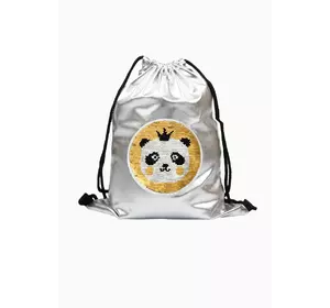 Рюкзак блискучий срібний з Пандою YA231 Рюкзак блискучий срібний з Пандою YA231