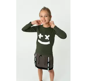 Лонгслів зелений з принтом для дівчинки YH.01.04.003 Лонгслів зелений з принтом для дівчинки YH.01.04.003