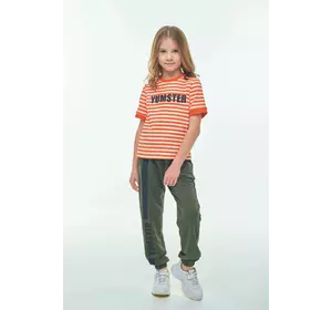 Футболка смугаста помаранчево-біла для дівчинки YH.01.03.001 Футболка смугаста помаранчево-біла для дівчинки YH.01.03.001