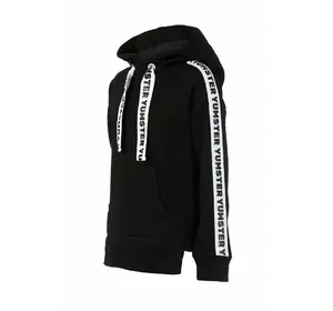 Худі чорний утеплений з білою бренованою тасьмою YC.02.07.003 Худі чорний утеплений з білою бренованою тасьмою YC.02.07.003