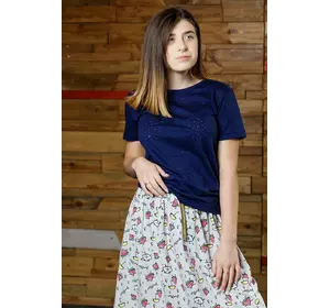 Темно-синя футболка з зірками для дівчинки YA.11.03.018 Темно-синя футболка з зірками для дівчинки YA.11.03.018