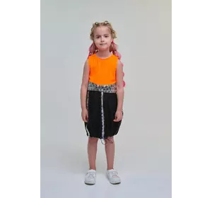 Комплект помаранчевий топ + чорна спідниця + кепка YК.22.42.013 Комплект помаранчевий топ + чорна спідниця + кепка YК.22.42.013