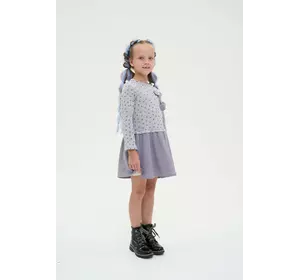 Комбіноване плаття з довгим рукавом та помпонами на грудях YU.22.30.006 Комбіноване плаття з довгим рукавом та помпонами на грудях YU.22.30.006