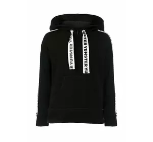 Худі чорний з тасьмою на флісі для дівчинки YC.02.07.003 Худі чорний з тасьмою на флісі для дівчинки YC.02.07.003