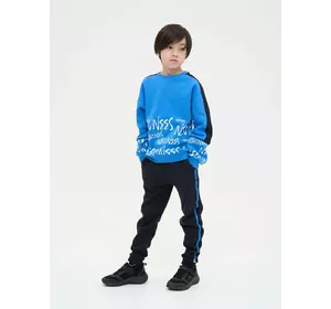 Світшот синій з чорними вставками, на флісі YU.12.09.003 Світшот синій з чорними вставками, на флісі YU.12.09.003