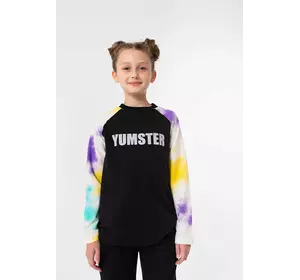 Лонгслів чорний з рукавами тай-дай та принтом Yumster YH.11.04.005 Лонгслів чорний з рукавами тай-дай та принтом Yumster YH.11.04.005